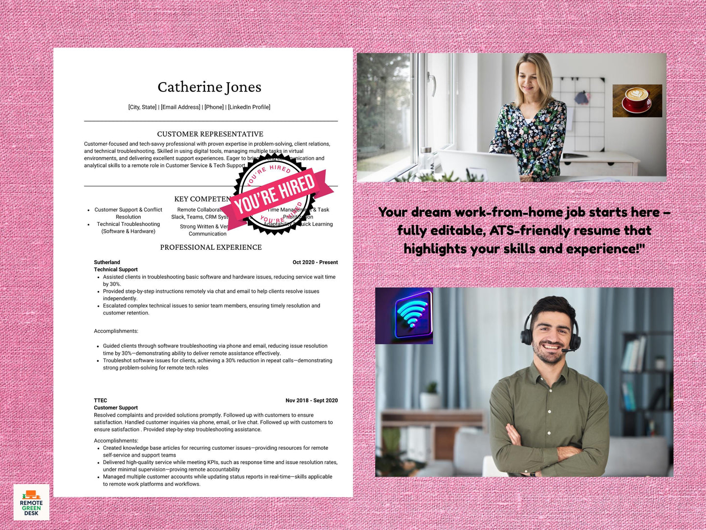 2Pages Resume Template: Modern CV + Cover Letter (Word & PDF) for Remote Jobs