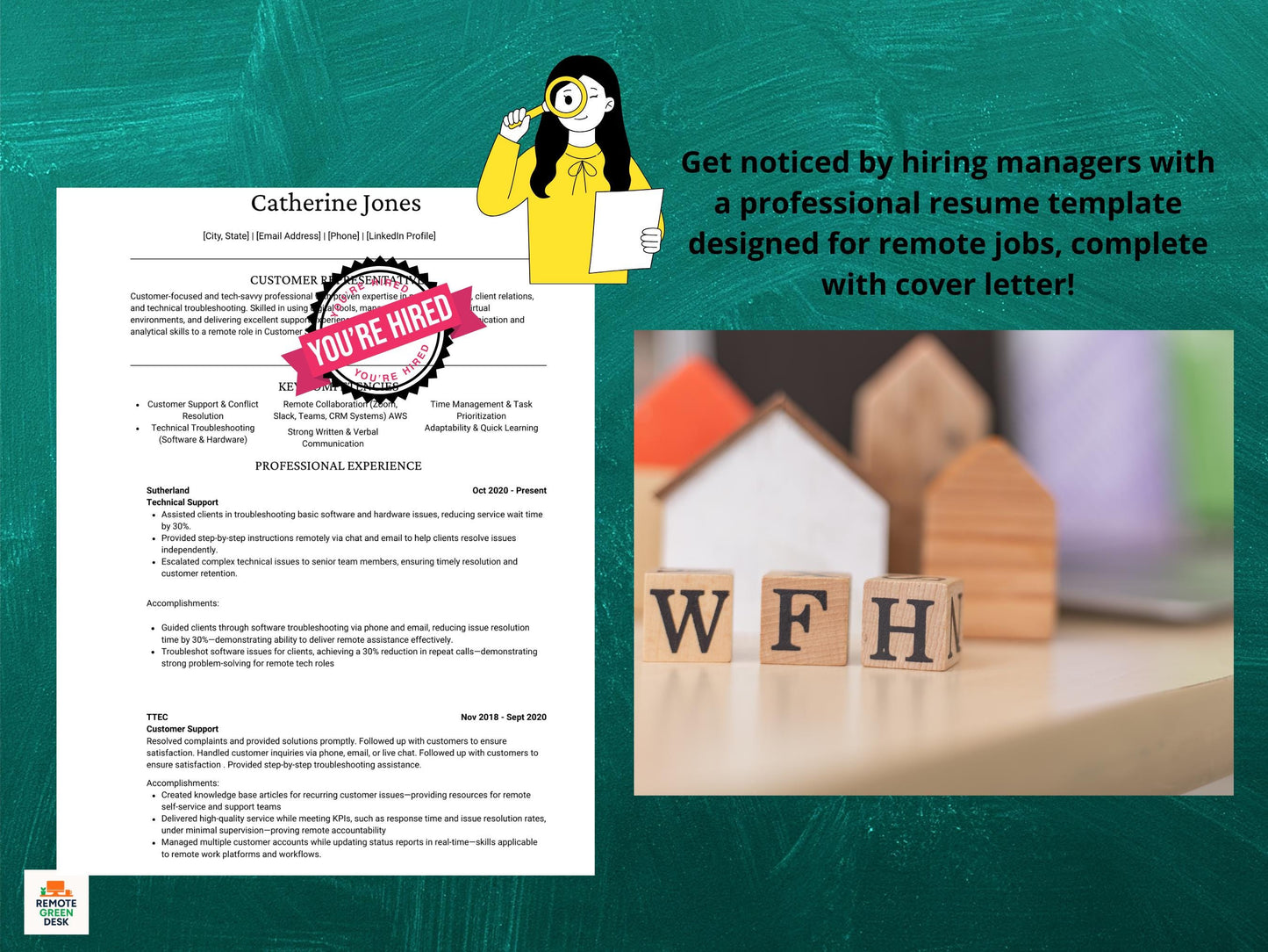 2Pages Resume Template: Modern CV + Cover Letter (Word & PDF) for Remote Jobs