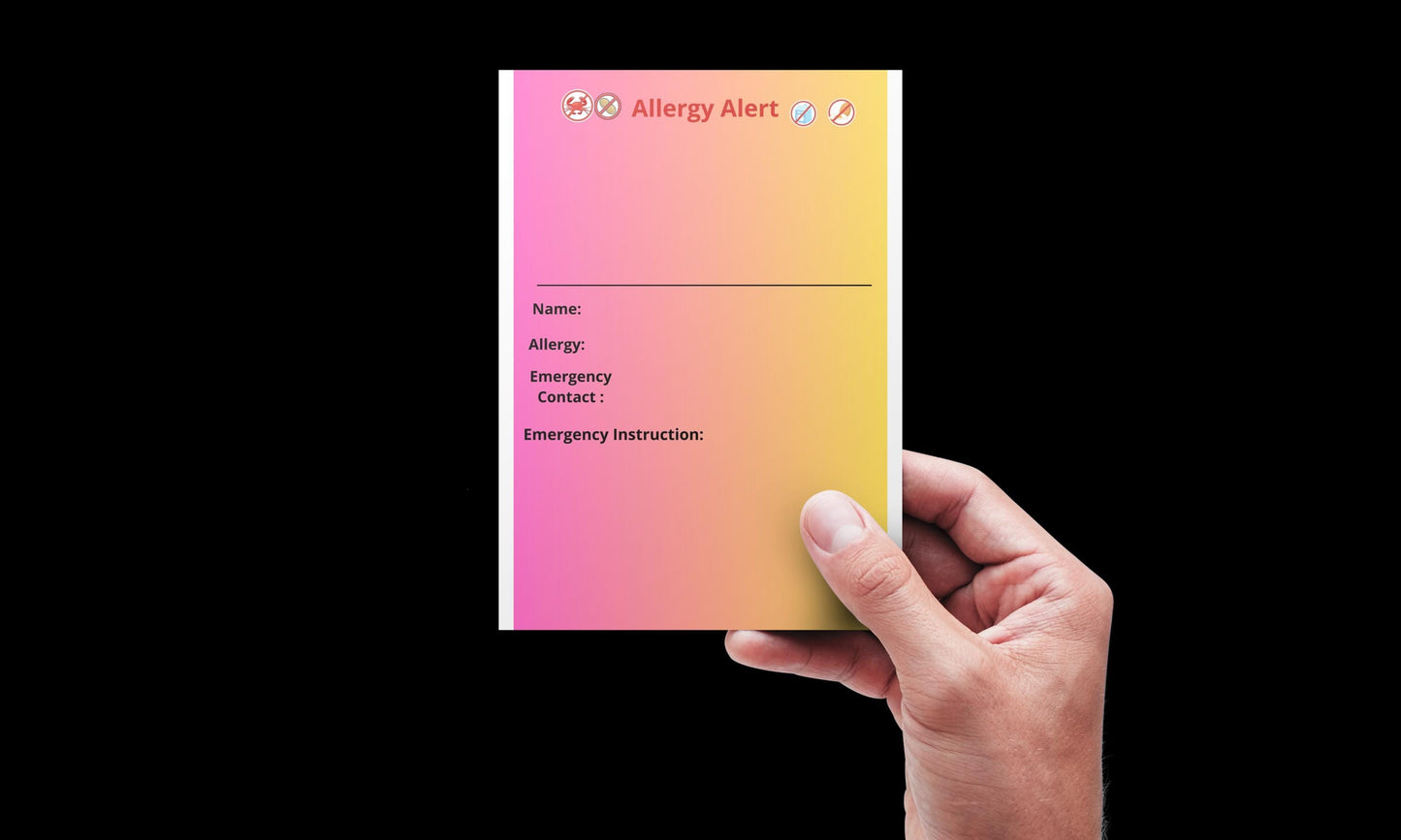 Editable Kids Allergy Alert Cards: Pink & Blue, School Safety (Printable Bundle)