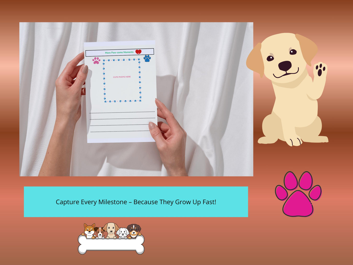 Puppy Journal Printable: Training Tracker, Vet Record, Dog Mom/Dad Art (PDF Download)
