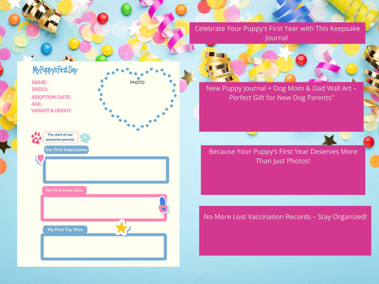 Puppy Journal Printable: Training Tracker, Vet Record, Dog Mom/Dad Art (PDF Download)