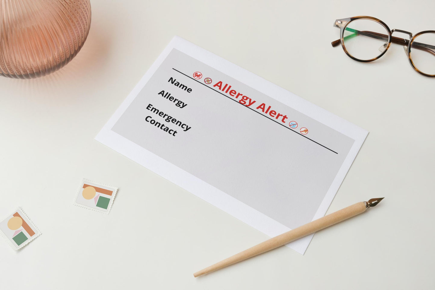 Editable Kids Allergy Alert Cards: Pink & Blue, School Safety (Printable Bundle)