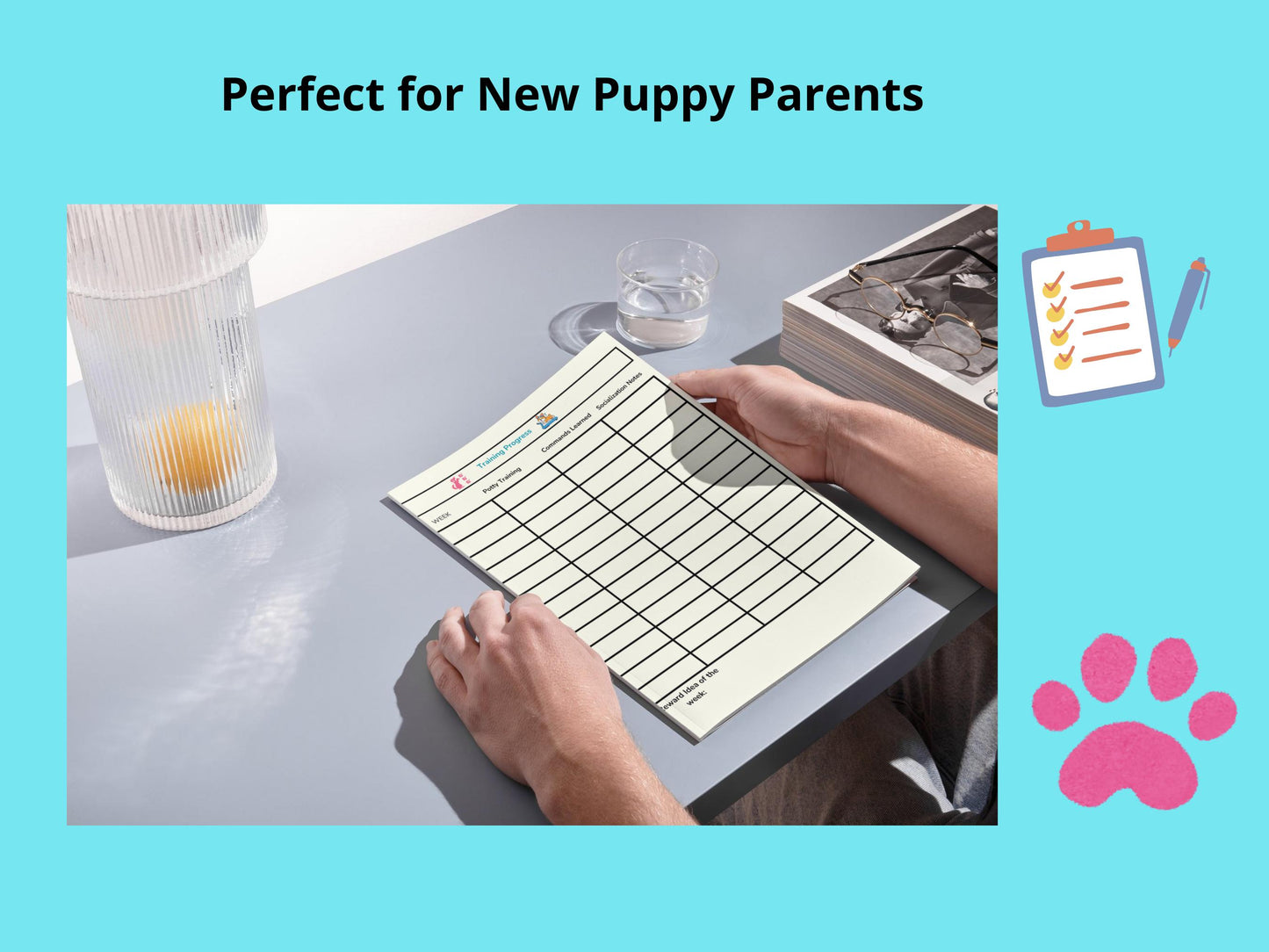 Puppy Journal Printable: Training Tracker, Vet Record, Dog Mom/Dad Art (PDF Download)