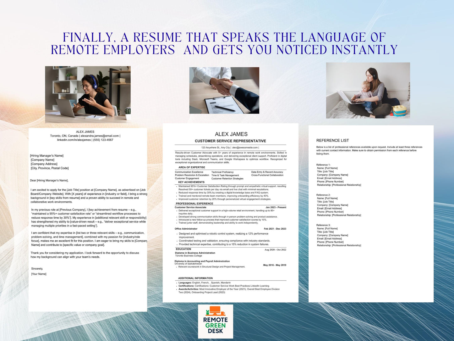 ATS Friendly Resume Template: Remote Work Cover Letter (Word Editable)