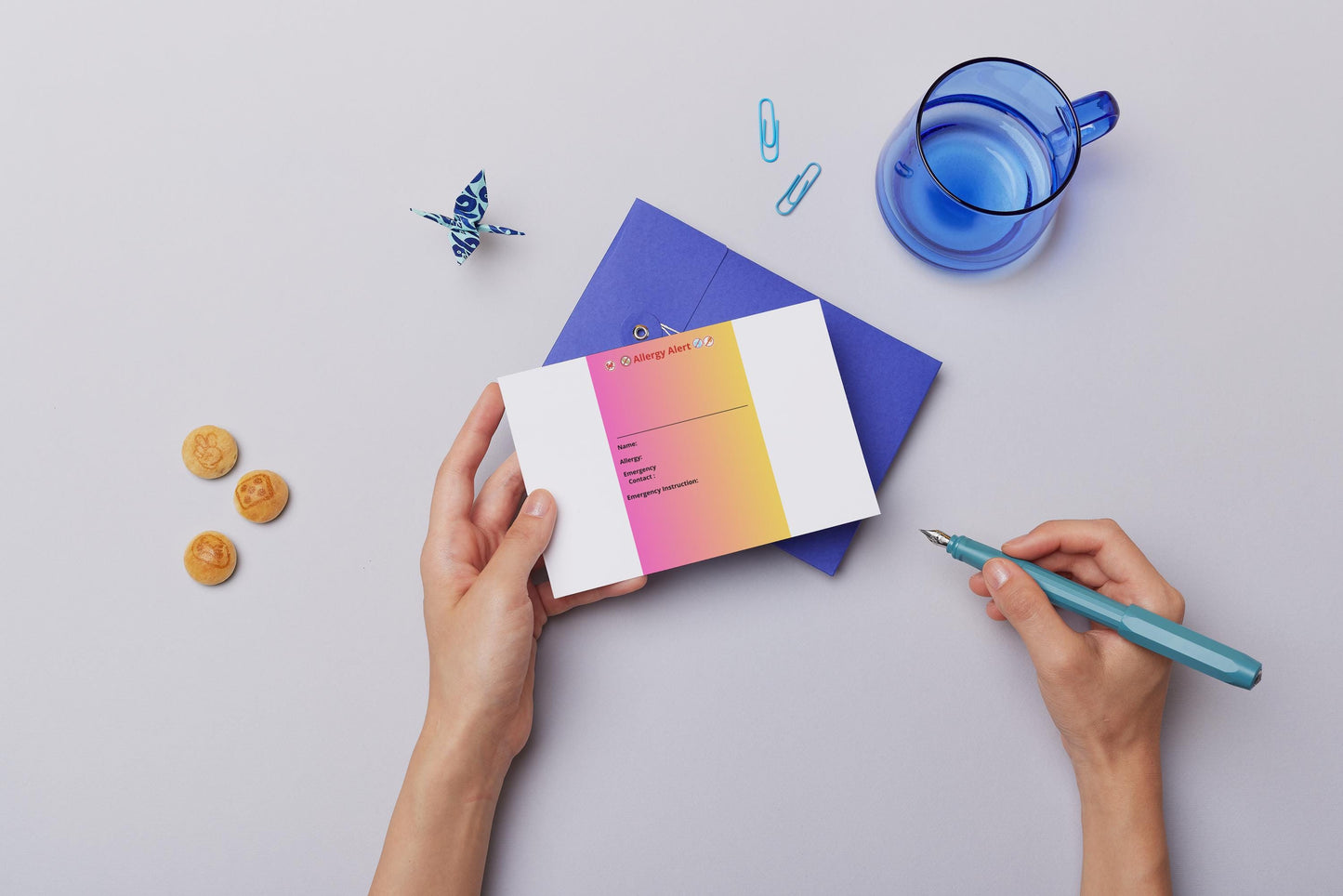 Editable Kids Allergy Alert Cards: Pink & Blue, School Safety (Printable Bundle)